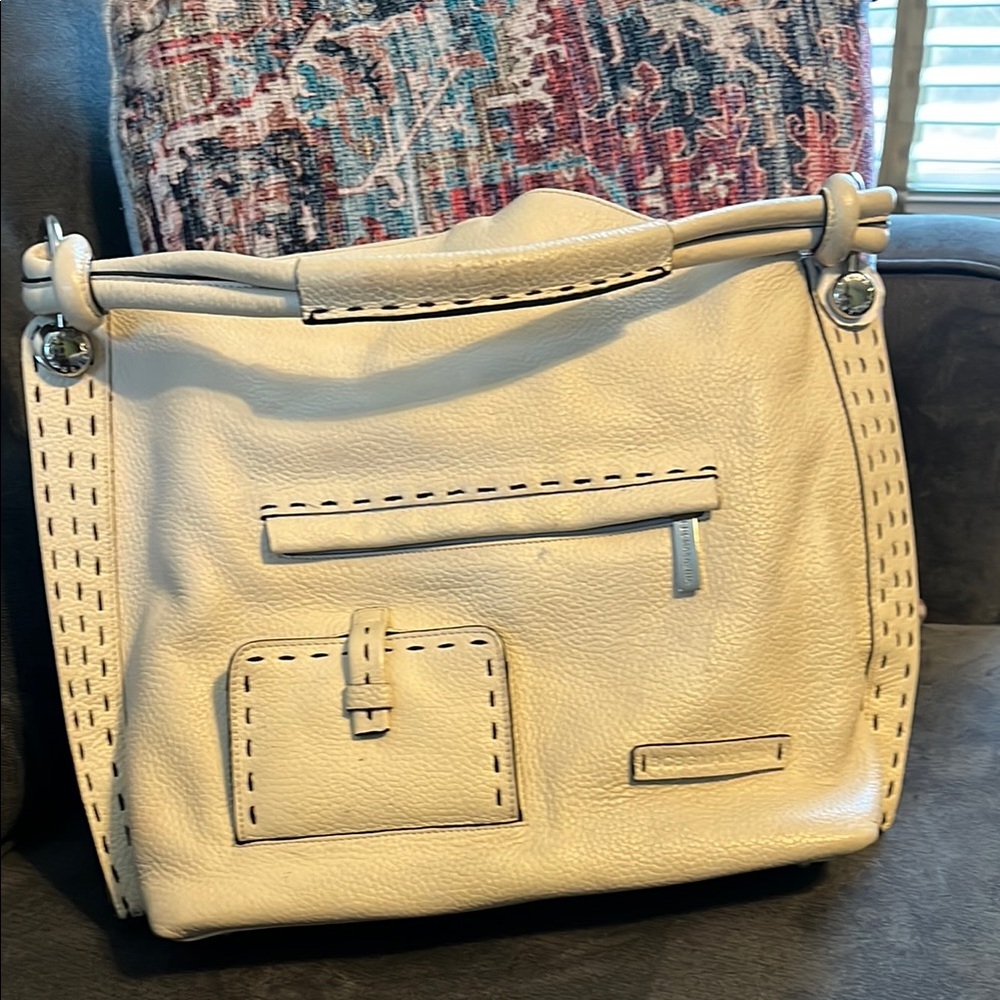 BCBGMaxAzria Elegant Cream Leather Handbag
